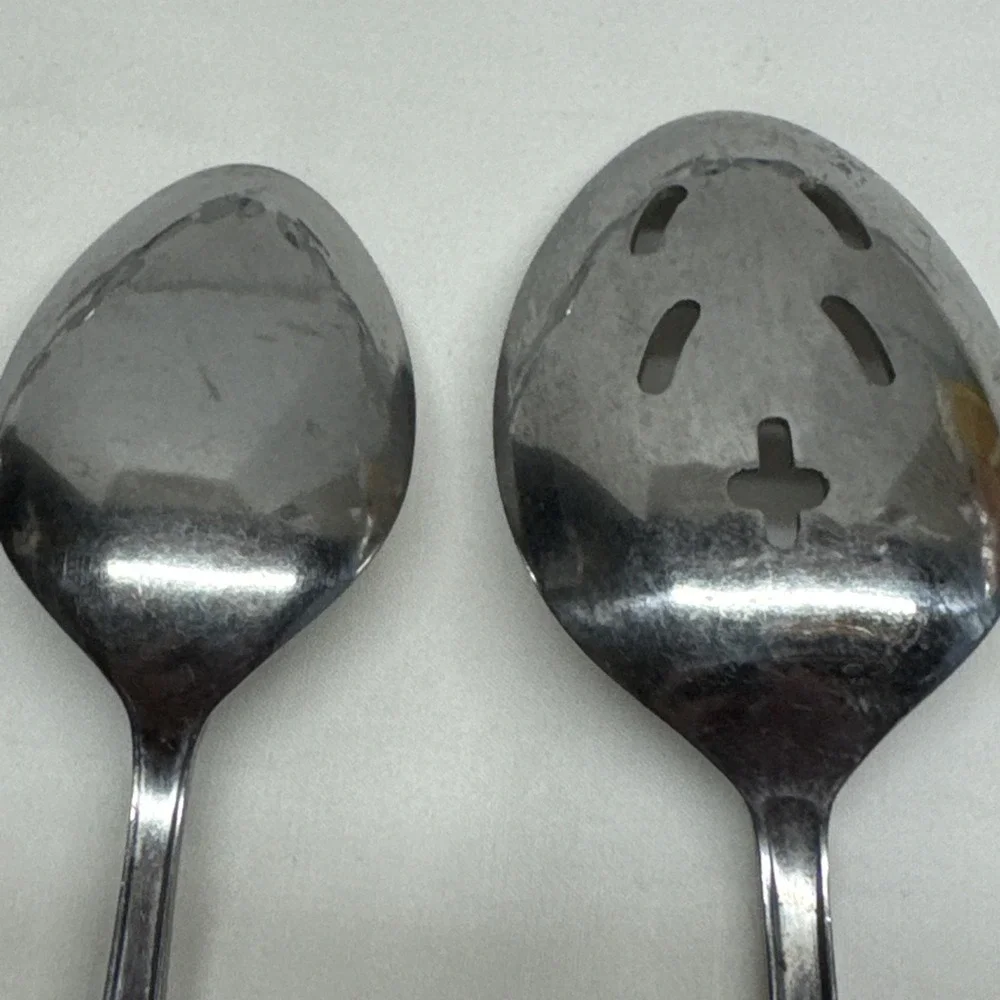 Creative Manor Spritely Rose Stainless Steel Japan Lot 2 Serving Spoons Slotted